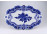 Régi barokkos, kék-fehér virágmintás, ovális Wallendorf porcelán tál 33 x 22.5 cm