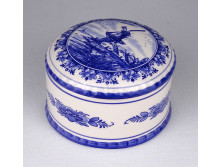 Delft jellegű, szélmalom díszes holland kerámia bonbonier 9 cm