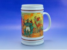 Hollóházi postakocsis porcelán korsó