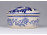 Delft jellegű, kék-fehér, virágmintás kerámia bonbonier 8 cm