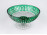 Nagyméretű, zöld színű, csiszolt kristály talpas asztalközép, gyümölcs kínáló tál 23 cm