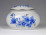 Régi kék rózsás román Moga porcelán bonbonier 6.4 x 9.5 cm