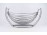 Nagyméretű, modern inox asztalközép kínáló, gyümölcskosár hinta 31 x 17 cm
