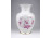 Rózsaszín virágmintás Hollóházi porcelán váza 17.4 cm