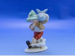 Régi német porcelán fiú figura libával