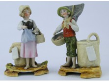 Halász porcelán fiú és lány talapzaton