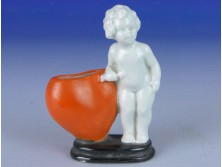Antik porcelán angyal szívvel ÁMOR