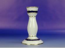 Hollóházi porcelán Pompadour gyertyatartó