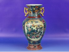 Régi Satsuma jellegű porcelán váza 21 cm