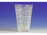 Régi vastagfalú csiszolt üveg váza 16 cm