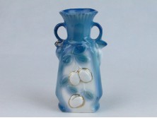 Régi kék porcelán váza 15 cm