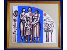 Pintér József Család papír tempera festmény