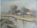 Agárdi Soós Lajos Libaitatás olaj festmény