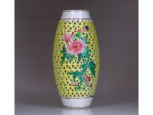 Régi áttört díszes porcelán váza 20 cm