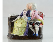 Régi rokokó fedeles porcelán ékszertartó