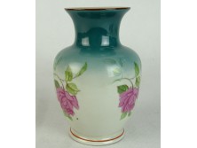 Régi virágos Hollóházi porcelán váza 14 cm