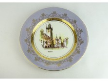 Irizáló Prága porcelán falitányér