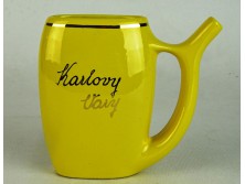 Sárga cseh aranyozott porcelán kúrapohár
