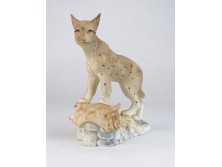 Hibátlan biszkvit porcelán hiúz figura 