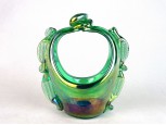 Régi muránói jellegű üveg kosár 16.5 cm