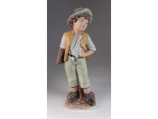 Biszkvit porcelán iskolás fiú figura 28 cm