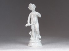 Régi fehér mázas porcelán angyal 12 cm