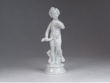 Régi fehér mázas porcelán angyal 12 cm