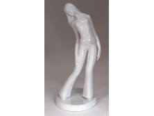 Retro modell lány porcelán szobor 22.5 cm