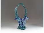 Régi muránói jellegű üveg kosár 19 cm