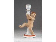 Régi jelzett puttós porcelán gyertyatartó