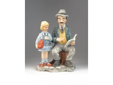 Biszkvit porcelán olvasó páros figura 20 cm
