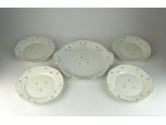 Jelzett német porcelán süteményes készlet