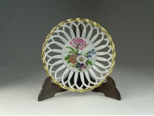 Régi áttört fonatos porcelán kosár