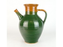 Nagy méretű zöld mázas kerámia kanta 28 cm