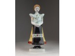Régi Hollóházi porcelán menyecske 17 cm
